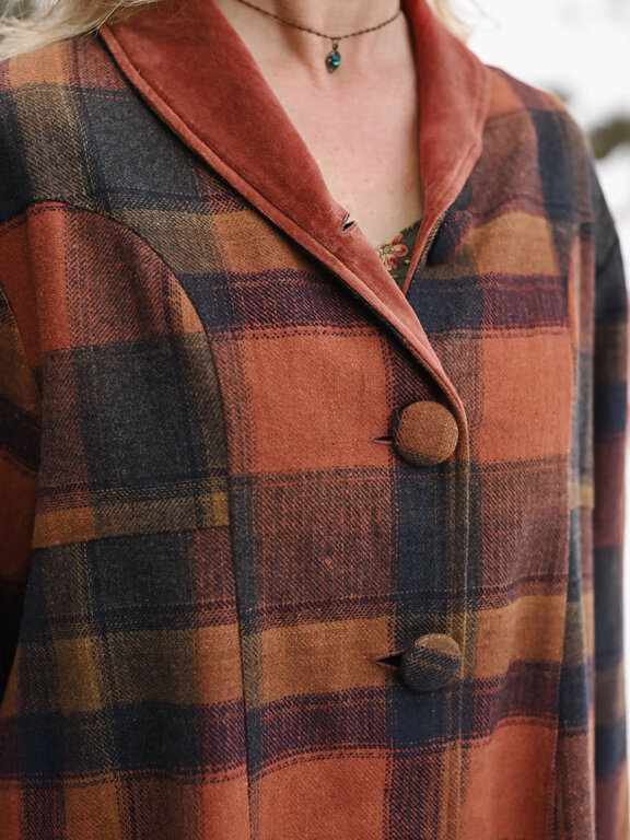 April Cornell Cabin plaid jacket, rust multi