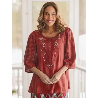 April Cornell Johanna striped tunic, scarlet