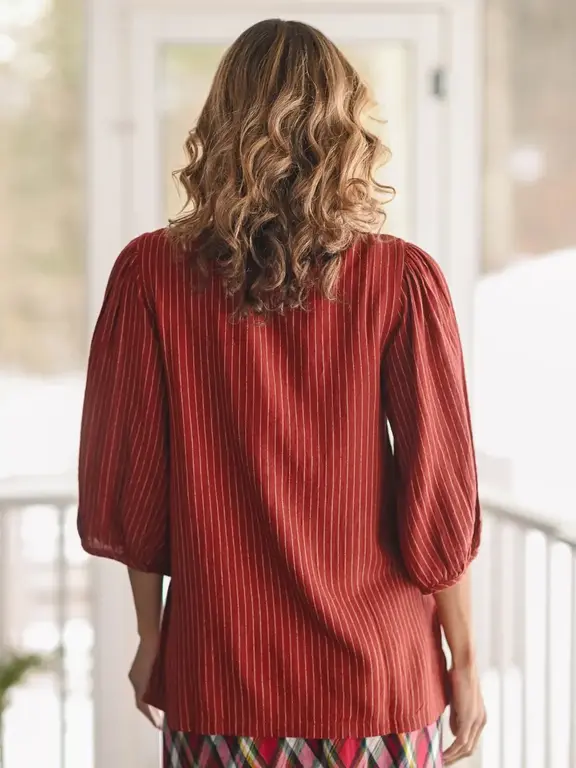 April Cornell Johanna striped tunic, scarlet