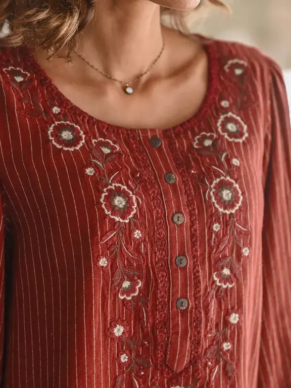 April Cornell Johanna striped tunic, scarlet