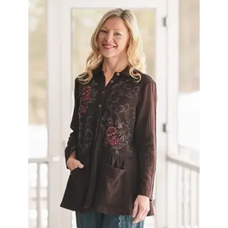 April Cornell Wood flower tunic, dark chocolate
