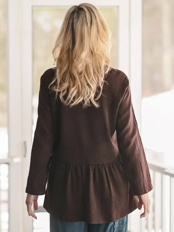 April Cornell Wood flower tunic, dark chocolate