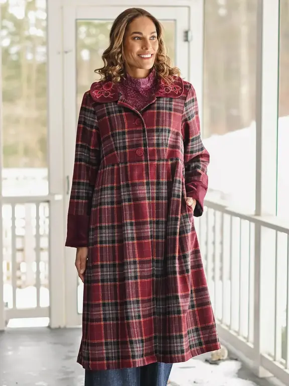 April Cornell Mahogany Wool Jacket, red plaid