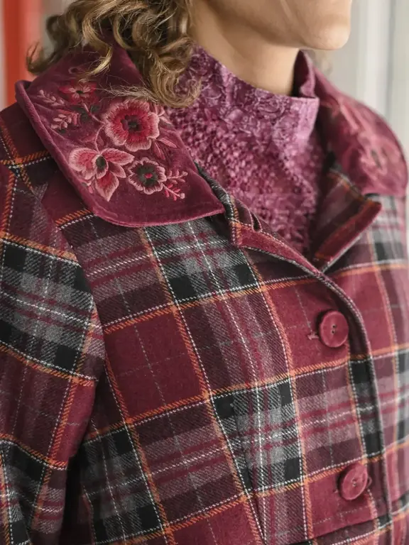 April Cornell Mahogany Wool Jacket, red plaid