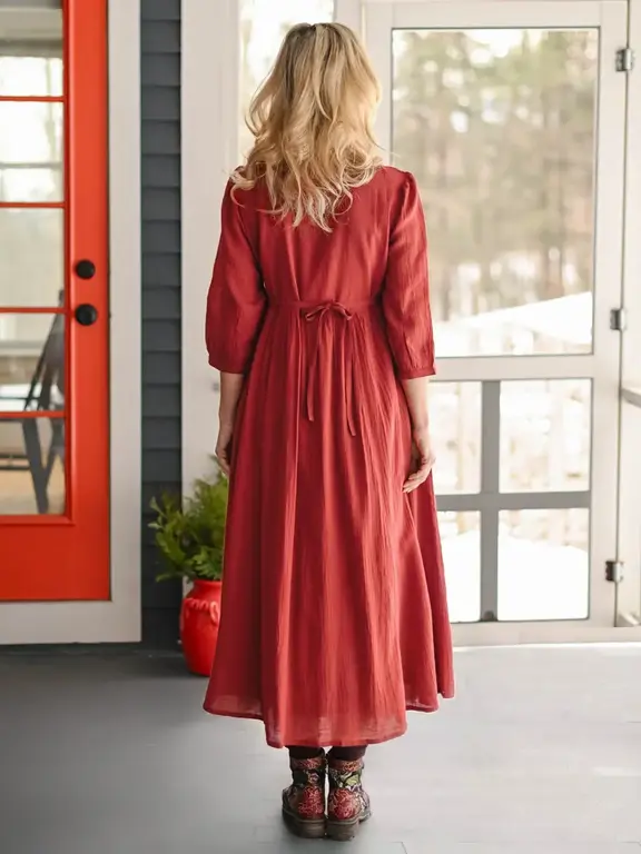 April Cornell  Wildflower cotton dress, paprika red
