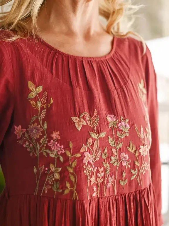 April Cornell  Wildflower cotton dress, paprika red