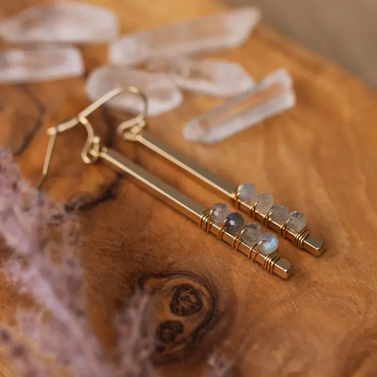 Wild Abandon Gold plated Zola earrings / labradorite