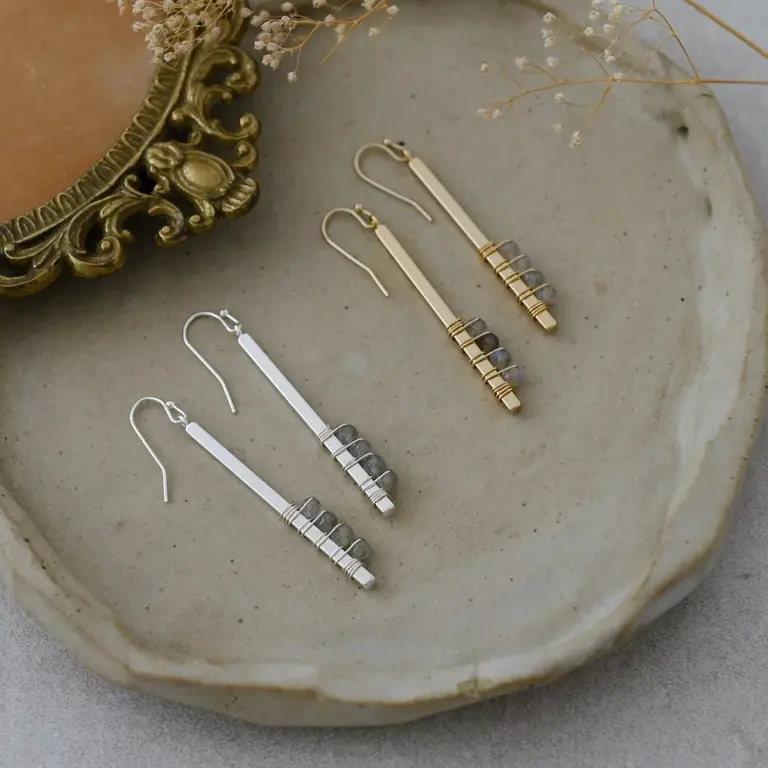 Wild Abandon Silver plated Zola earrings / labradorite