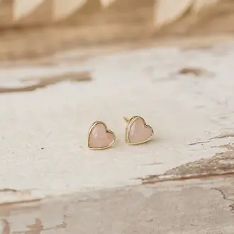 Wild Abandon Gold plated Heart of Stone studs / rose quartz