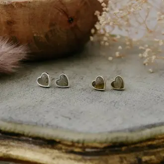 Wild Abandon Silver plated Heart of Stone studs / labradorite