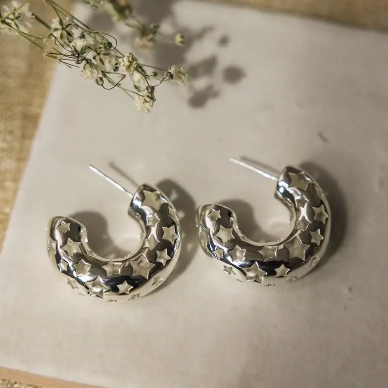 Wild Abandon Silver plated Celestial hoops