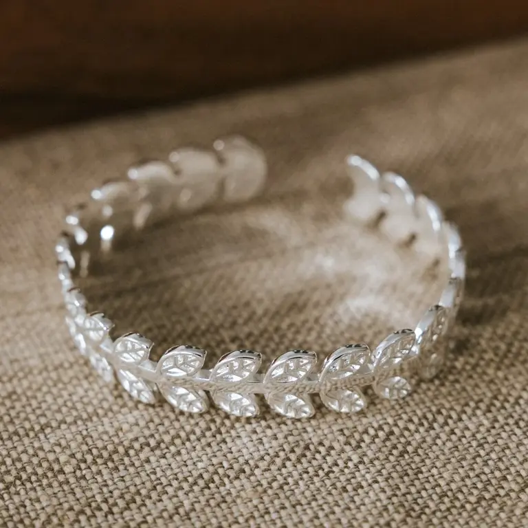 Wild Abandon Silver plated Leaf Trail cuff