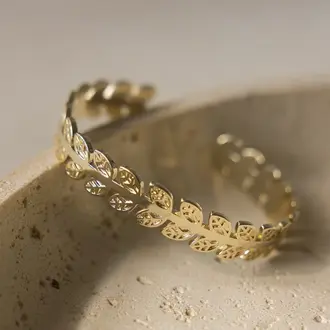 Wild Abandon Gold plated Leaf Trail cuff