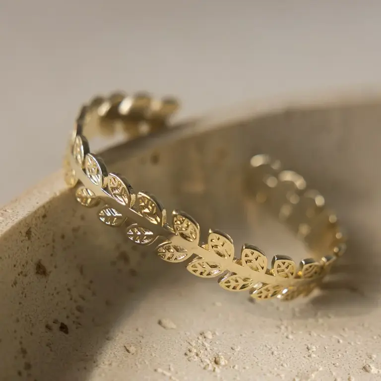 Wild Abandon Gold plated Leaf Trail cuff