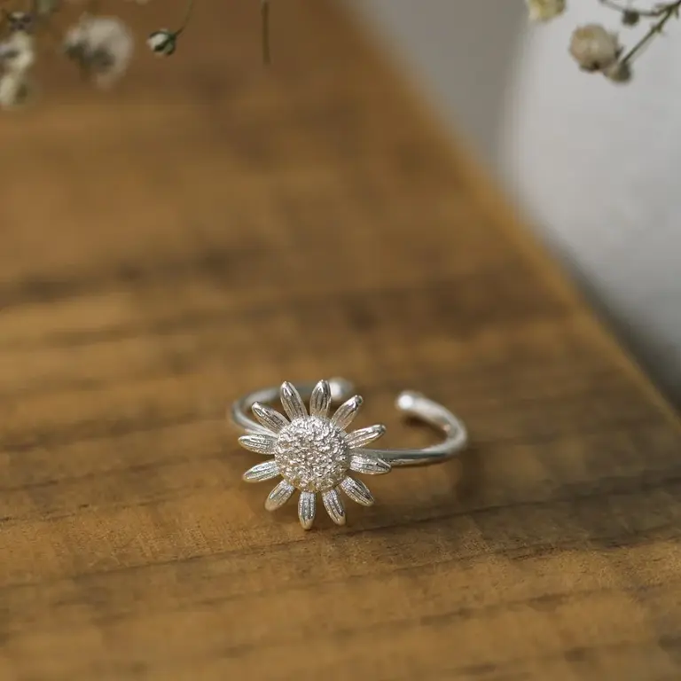 Wild Abandon Silver plated Sunflower ring