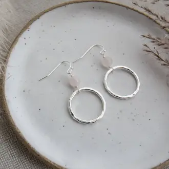 Wild Abandon Silver plated Halo Earrings / rose quartz