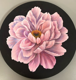 Olha K Acrylic Art class Pink rose on round canvas Fri March 31 6:00 to 8:00 pm