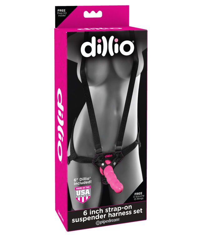 Dillio Pink Strap-On Suspender Harness Set