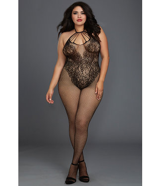 Black Plus Fishnet Bodystocking 0326X