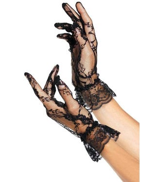 Black Lace Ruffle Gloves