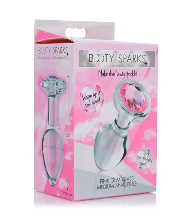 Booty Sparks Pink Gem Glass Anal Plug Medium