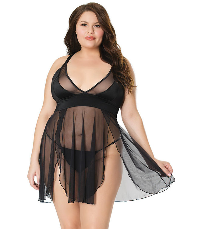 Taesha Plus Black Babydoll 20312X Queen