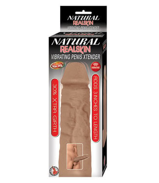 Natural Realskin Vibrating Penis Xtender Brown