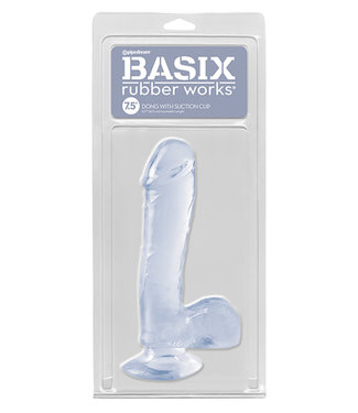 Basix Rubber Works 7.5" Dong With Suction Cup Clear