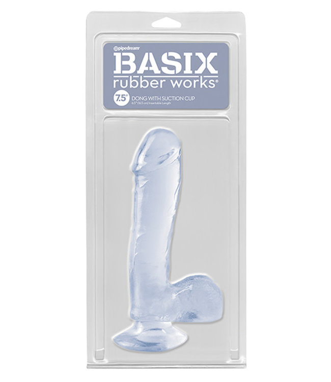 Basix Rubber Works 7.5" Dong With Suction Cup Clear