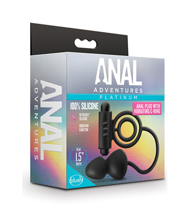 Anal Adventures Platinum Silicone Anal Plug with Vibrating CRing