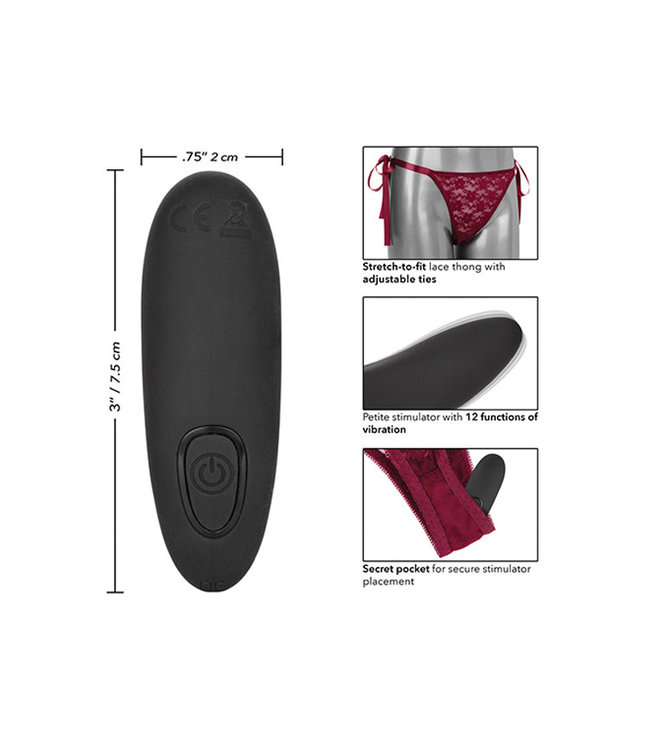 Remote Control Lace Thong Set Burgundy