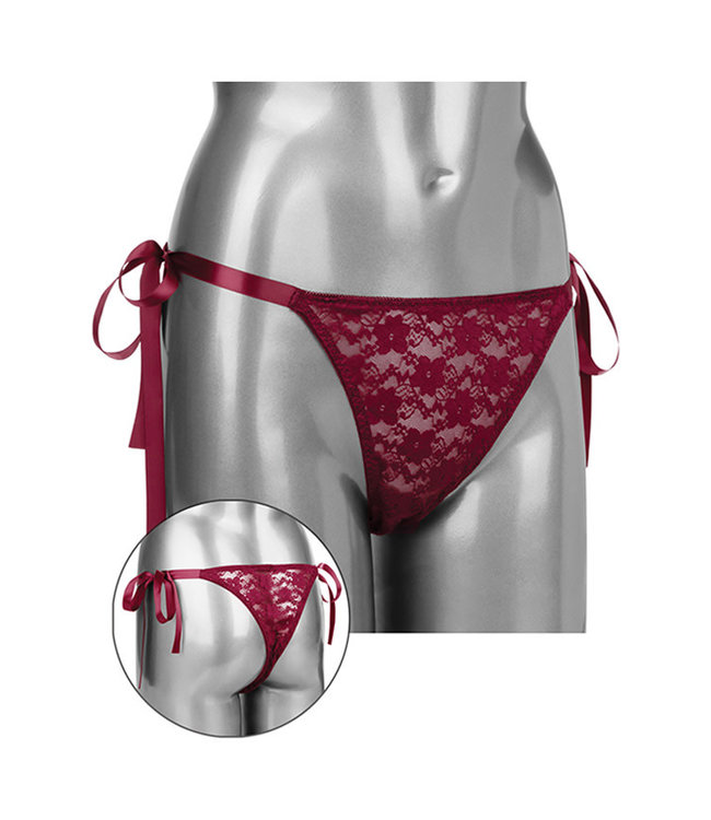 Remote Control Lace Thong Set Burgundy
