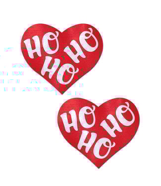 Red and White Ho Ho Ho Hearts Nipple Pasties