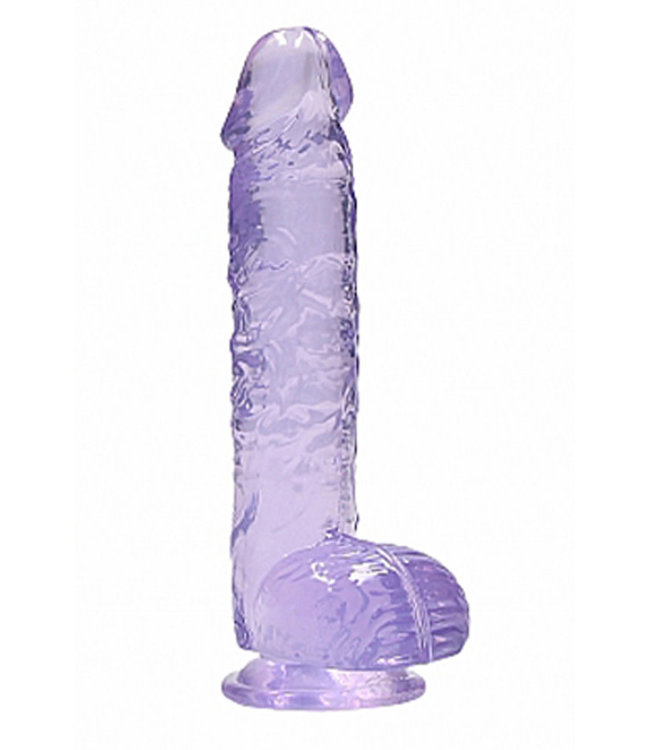 REALRoCK Crystal Clear Realistic Dildo With Balls 6" Purple