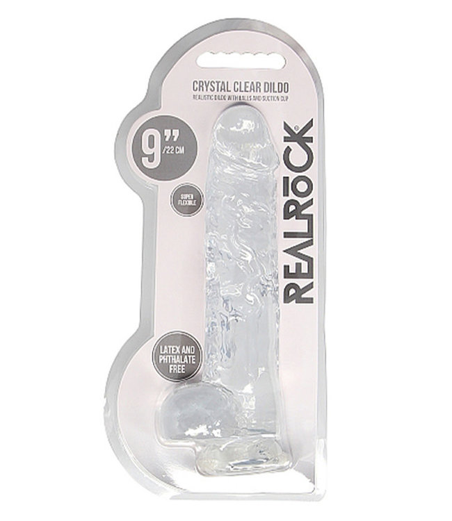 REALcock Crystal Clear Dildo With Balls 9"
