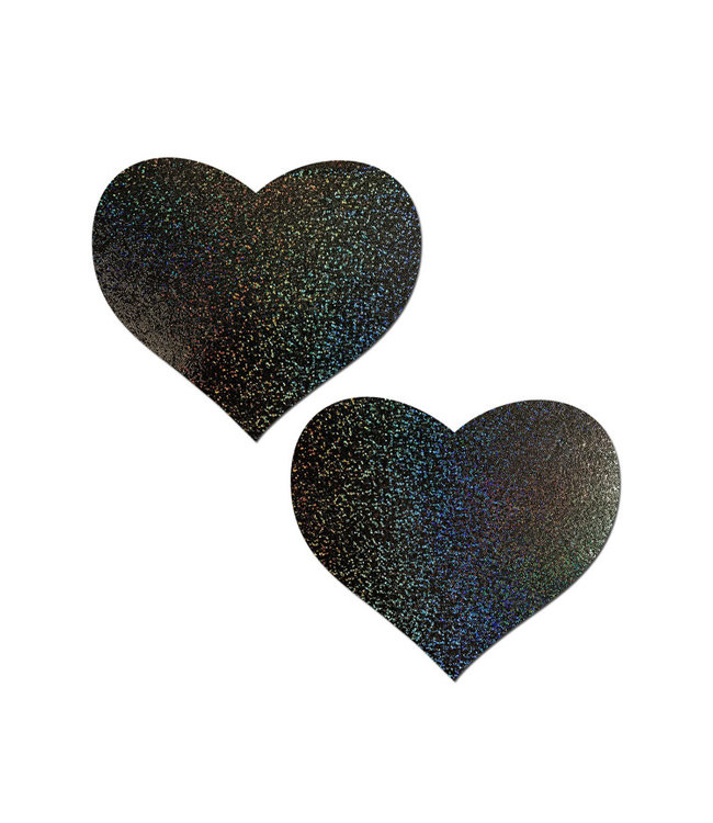 Black Glitter Heart Nipple Pasties