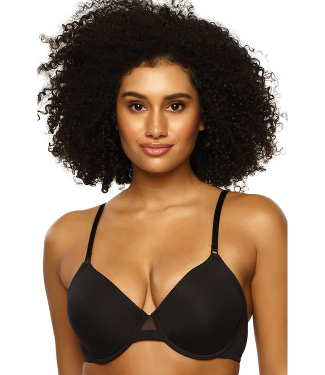 Felina So Smooth Modal Everyday Demi T-Shirt Black Bra 220001