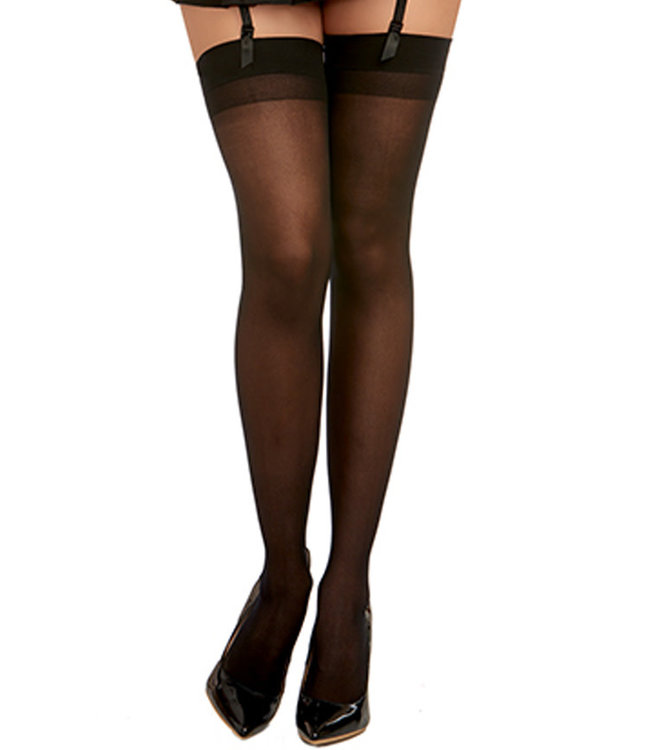 Black Sheer Back Seam Thigh Highs BD0007 One Size
