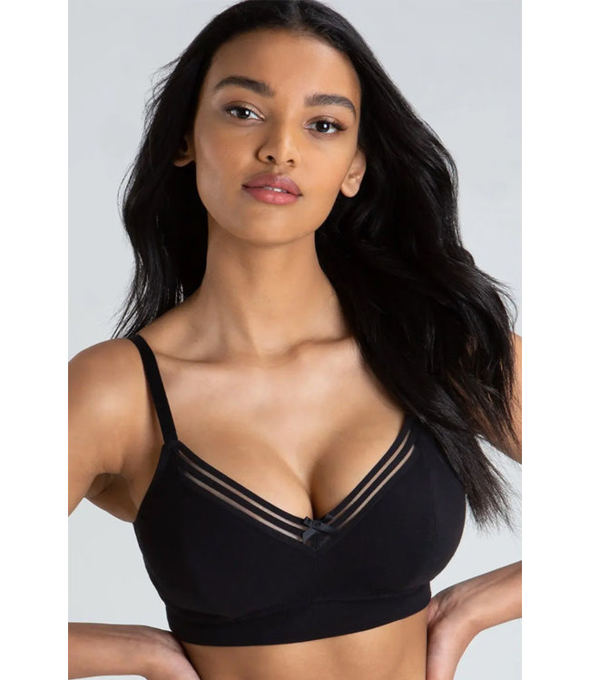 Pour Moi Twist Cotton Soft Non Wired Black Bra 14601