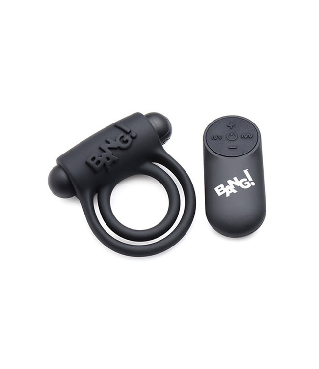 Bang! Vibrating Cock Ring & Bullet with Remote Control Black