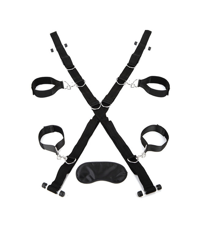 Lux Fetish Over The Door Cross With 4 Universal Soft Restraint Cuffs