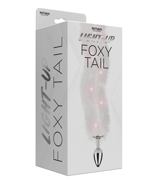 Foxy Tail Light Up Faux Fur Butt Plug With Multicolored Light Pattern White