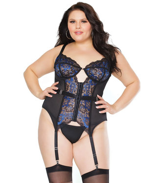 Reena Plus Black/Blue Bustier 22102X