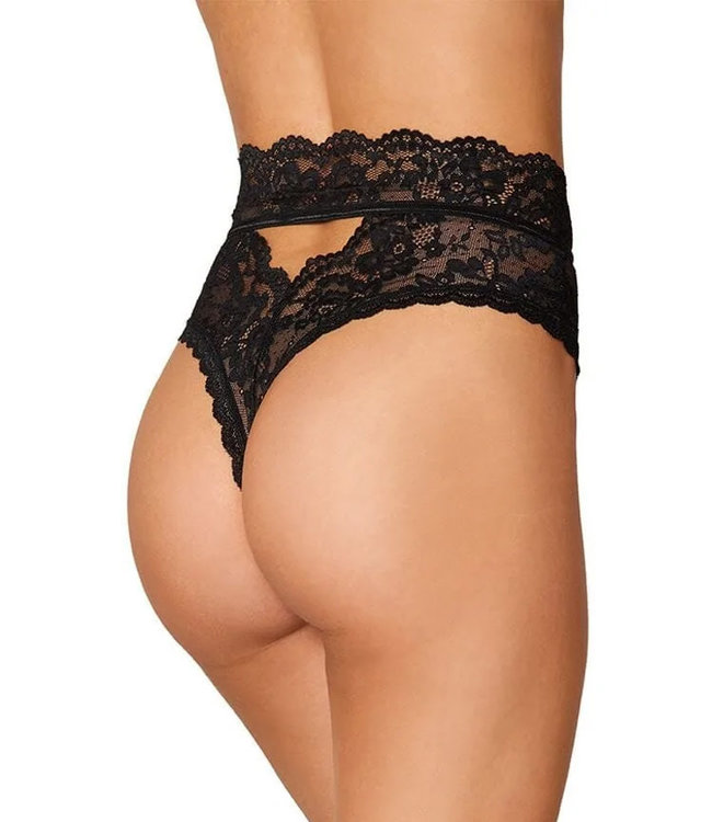 High-Waisted Lace Black Panty 1477