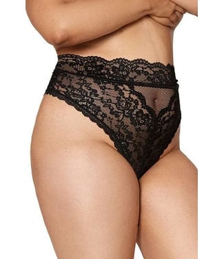 Plus High-Waisted Lace Black Panty 1477