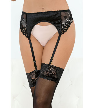 Black Satin and Lace Garterbelt 72153G