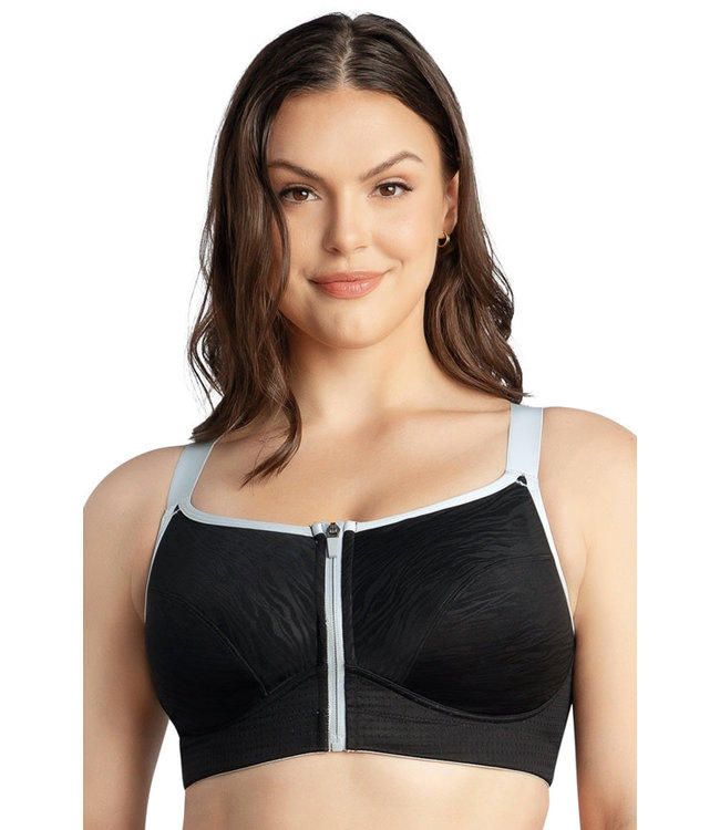 Parfait Wave Wire-Free Front Black Sports Bra P6052