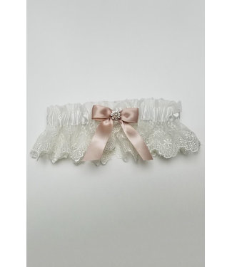 Ivory Lace With Rose Gold Bow Garter G660/A