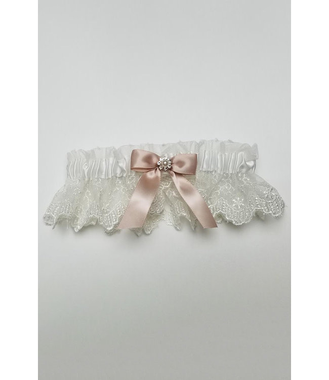 Ivory Lace With Rose Gold Bow Garter G660/A