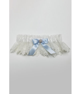 Ivory Lace With Light Blue Bow Garter G660/C